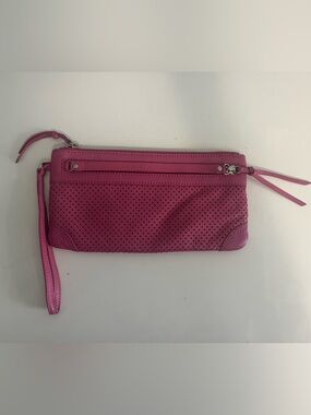 Banana Republic Hot Pink Perforated Leather Wristlet